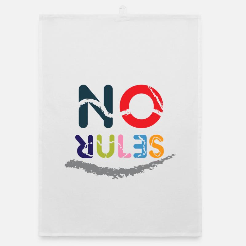Colored No Rules sign Organic dish towel