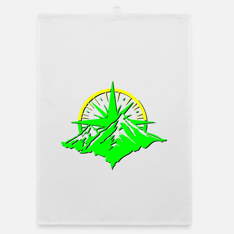 Compass With Mountain Silhouette Organic dish towel