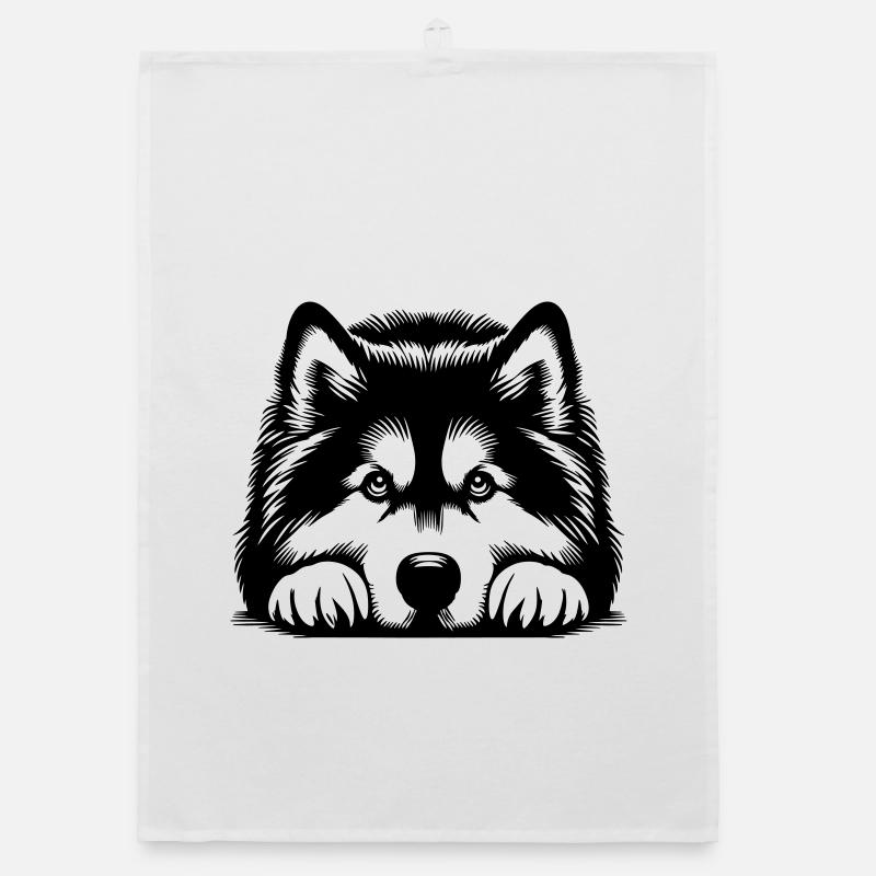 Alaskan Malamute Head with Paws Organic dish towel