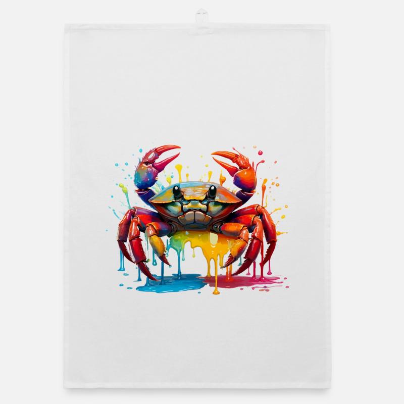 Farbexplosion Krabbenkunst Organic Geschirrtuch