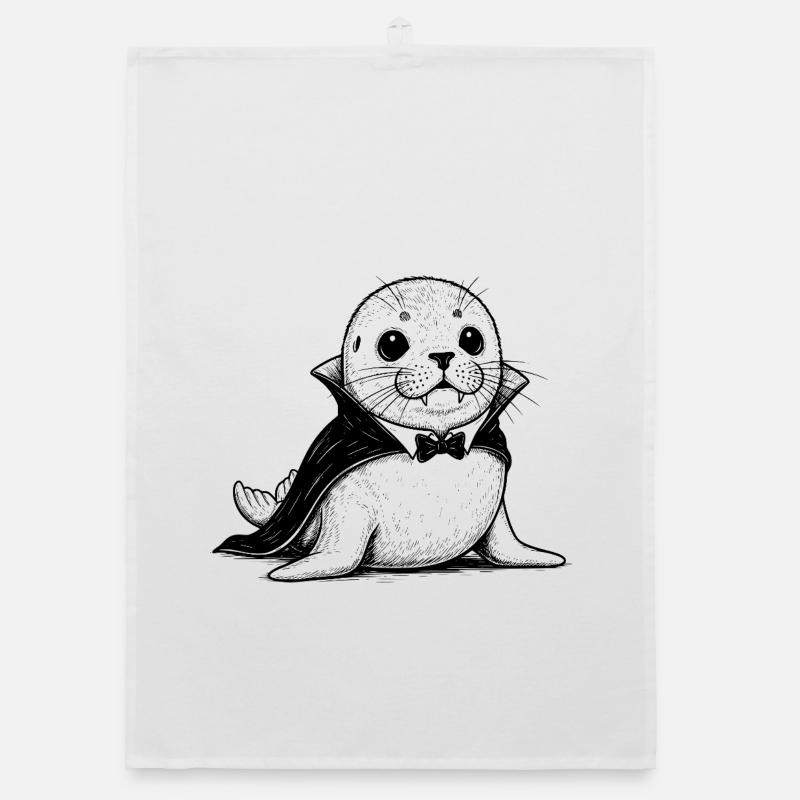 Dessin animé bébé phoque en costume de vampire Torchon bio