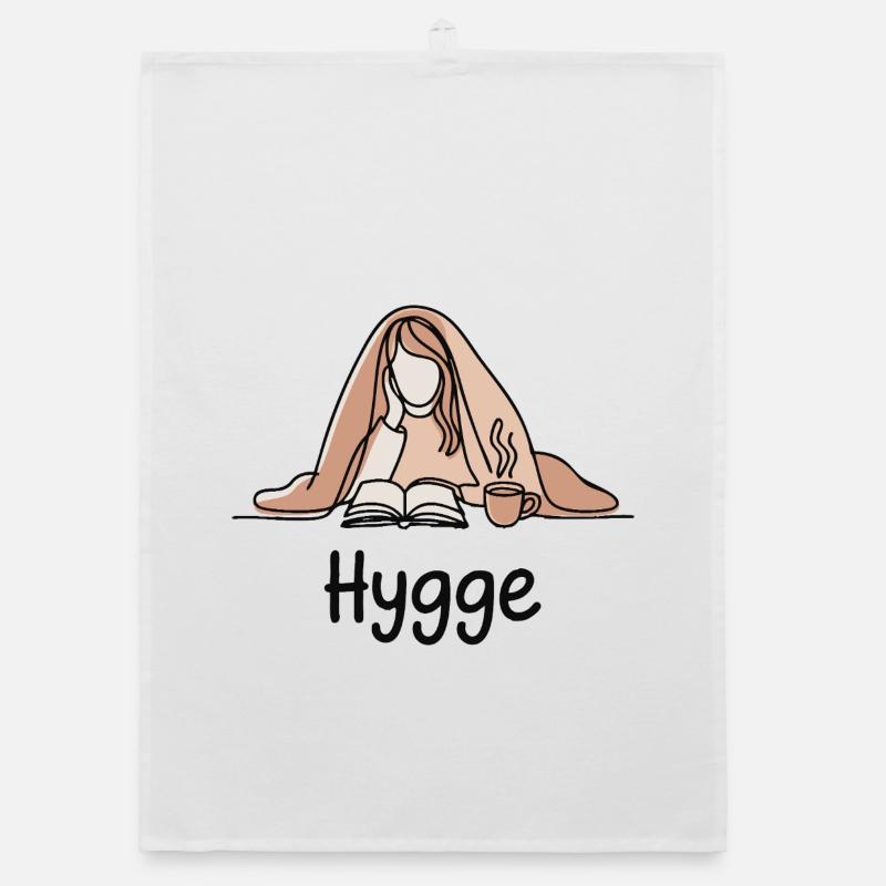 Gemütlich unter der Decke mit Buch und Kaffee Organic Geschirrtuch