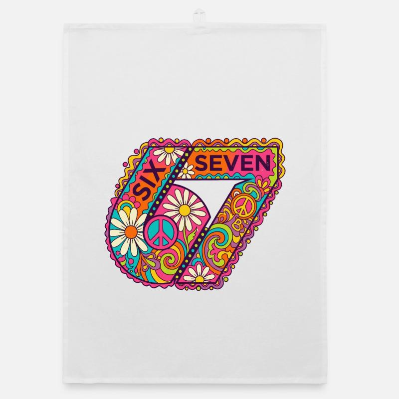 Psychedelische Sieben Blüten Organic Geschirrtuch