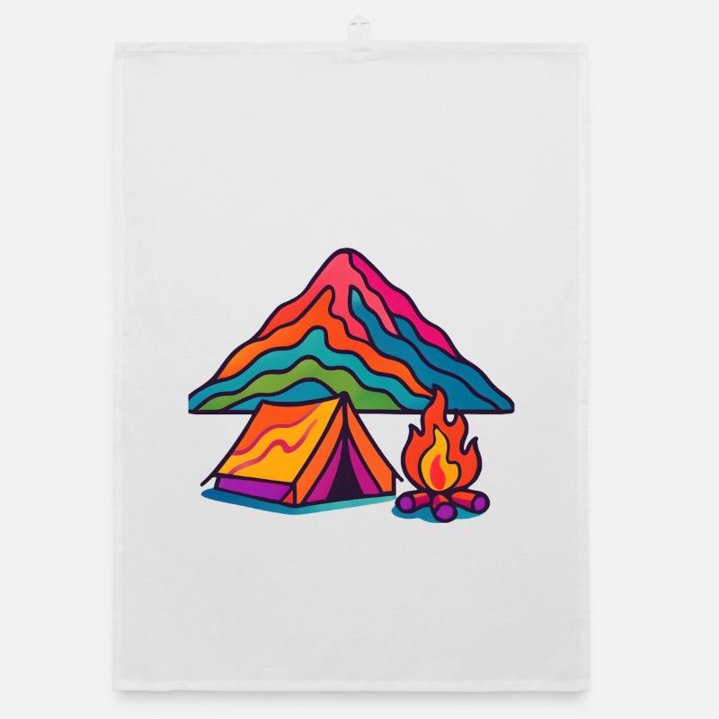 Camping de montagne coloré Torchon bio