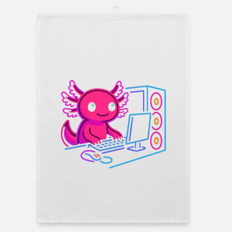 Conception de PC de jeu Axolotl Gamer Style Neon Torchon bio