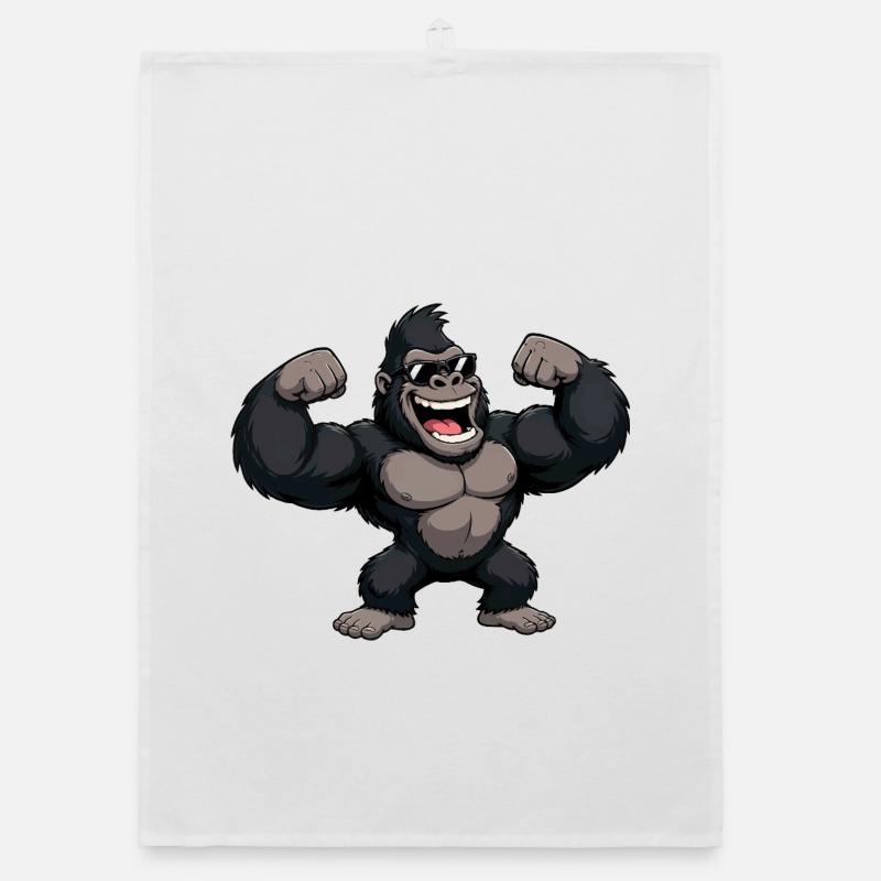 Gorilla Kraftheld mit Sonnenbrille Organic Geschirrtuch