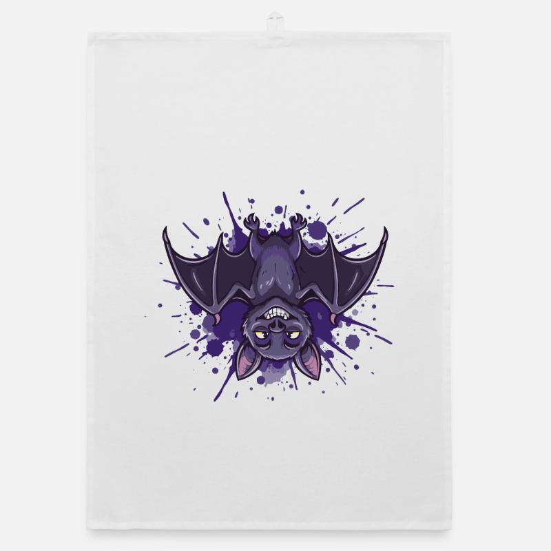 Night Bat Purple Splash Organic dish towel
