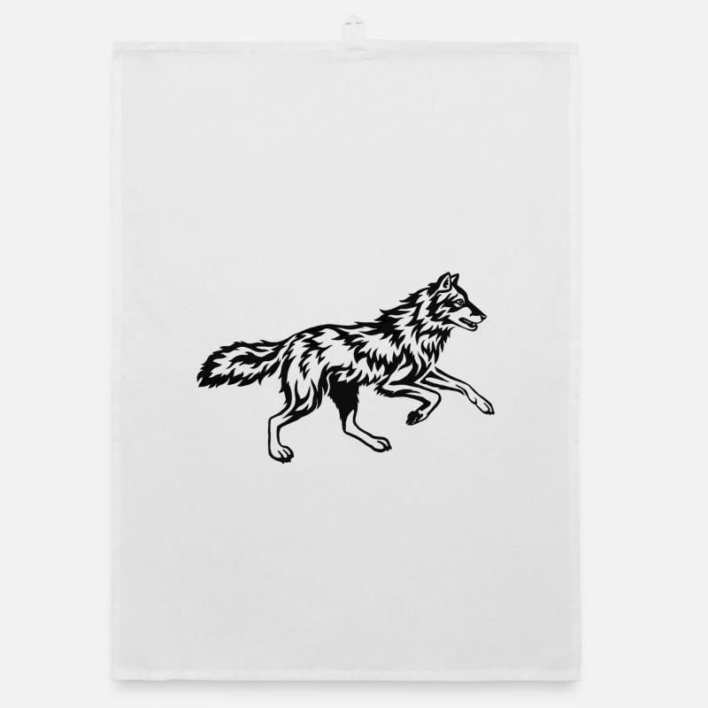Running Wolf Tribal Flame Organic dish towel