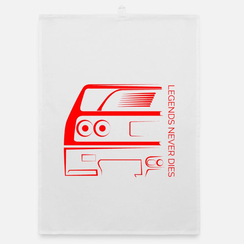 Legends Never Die – Retro Car Outline - Organic Geschirrtuch - Weiß