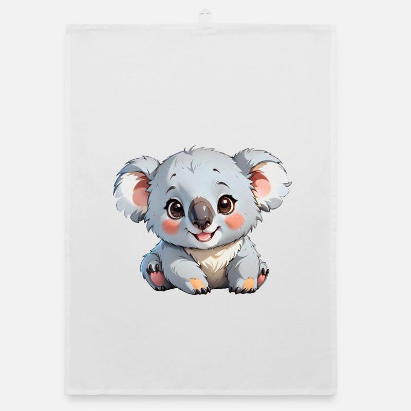 Koala de dessin animé mignon - Torchon bio - blanc