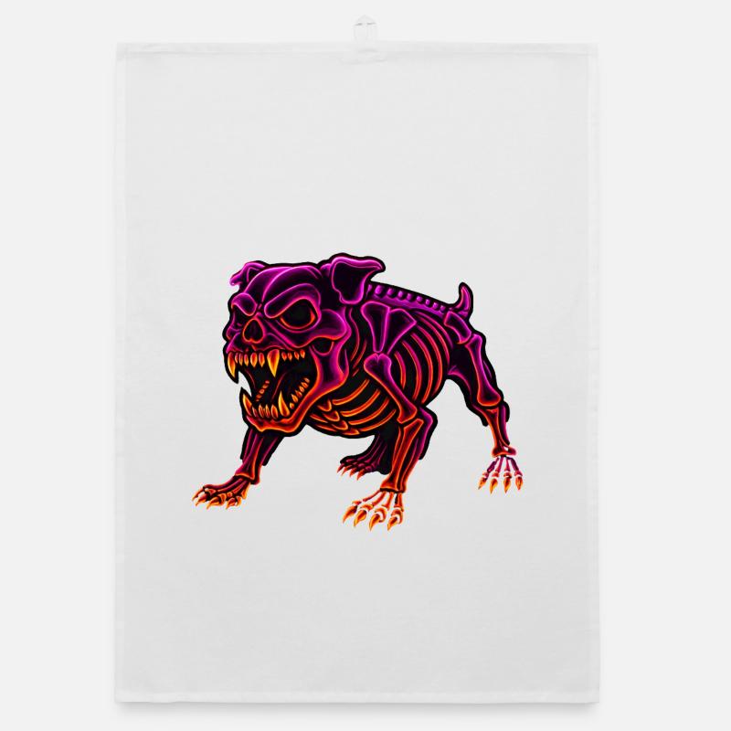 Neon Skeleton Dinosaur Organic dish towel