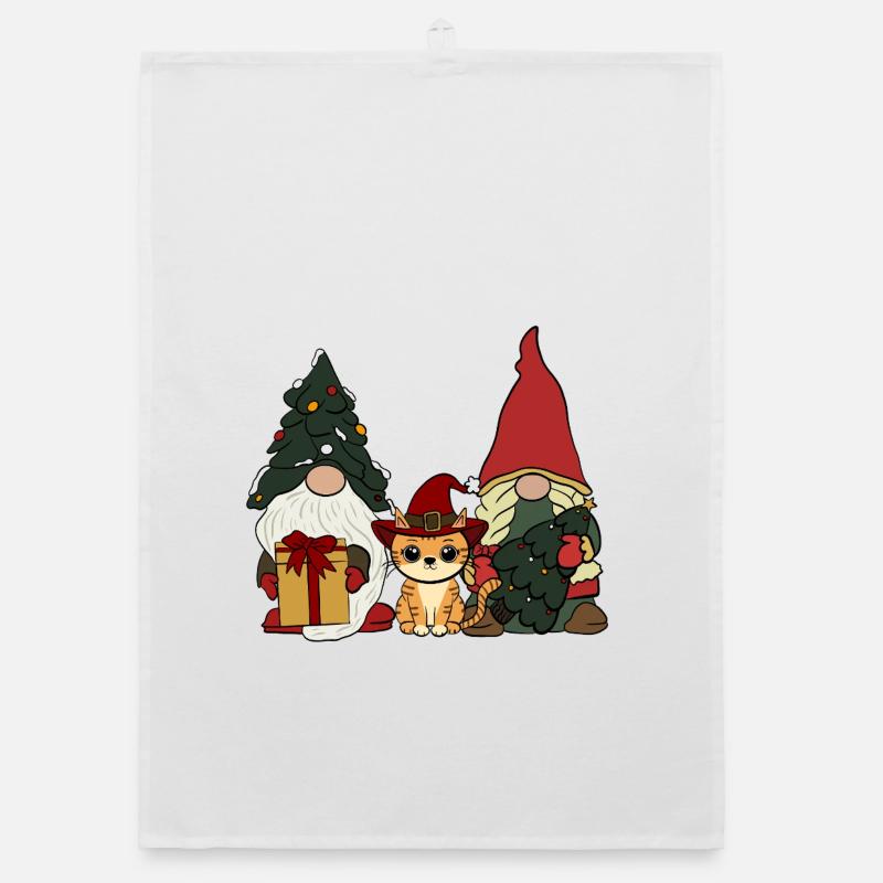 Cat between elves Organic dish towel