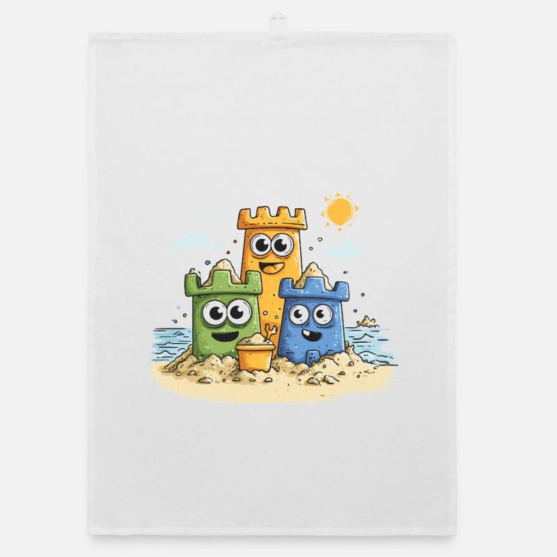 Sandbox heroes on the beach Organic dish towel
