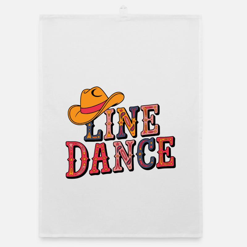 Line Dance Colors with Cowboy Hat Organic dish towel