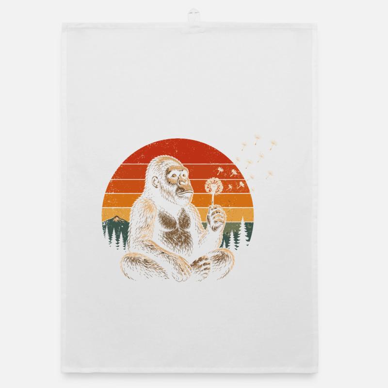 Ami singe au coucher de soleil Torchon bio