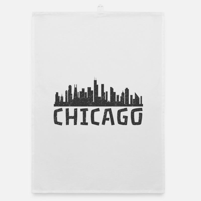 Chicago - Skyline - Organic Geschirrtuch - Weiß