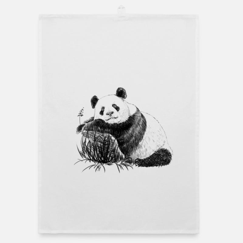 Panda - Organic Geschirrtuch - Weiß