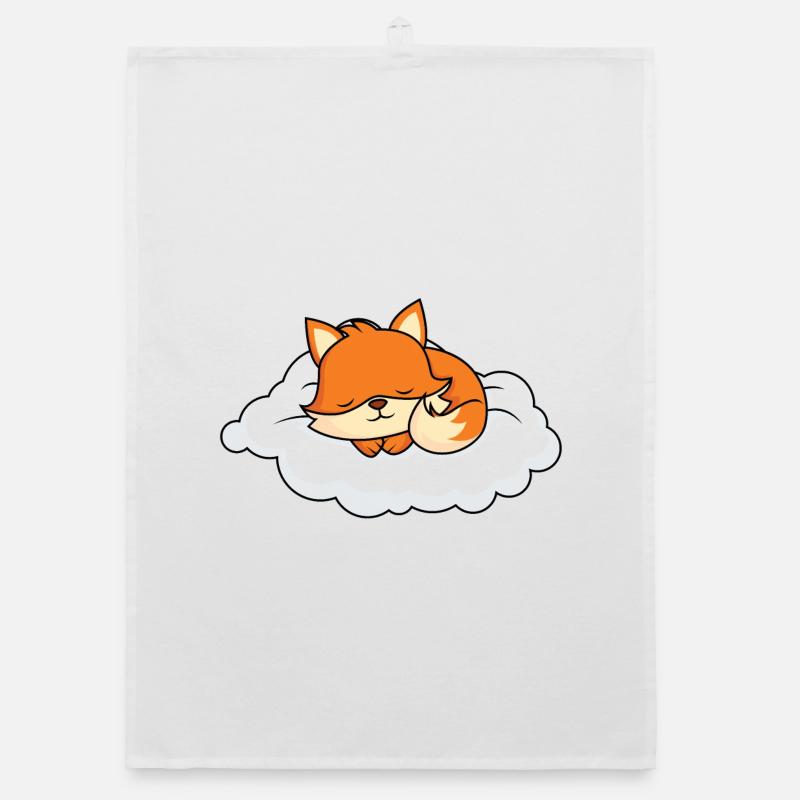 Little fox sleeping on cloud Organic dish towel