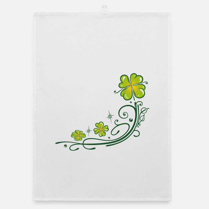 St. Patricks Day. Trèfle à quatre feuilles. Torchon bio