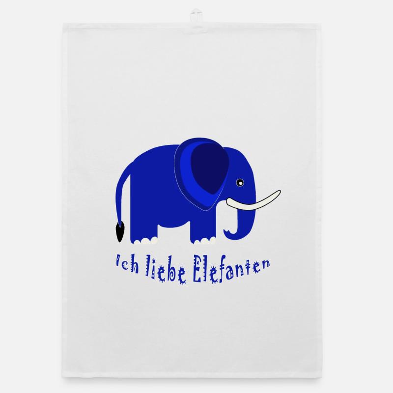 Éléphant bleu J’adore les éléphants Torchon bio