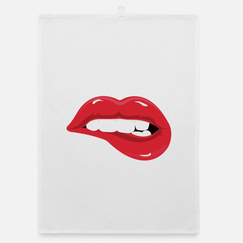 lippen - Organic Geschirrtuch - Weiß