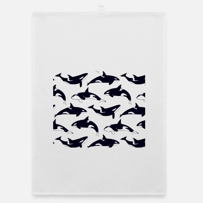 Schwarzweiße Orca Mustermuster Organic Geschirrtuch