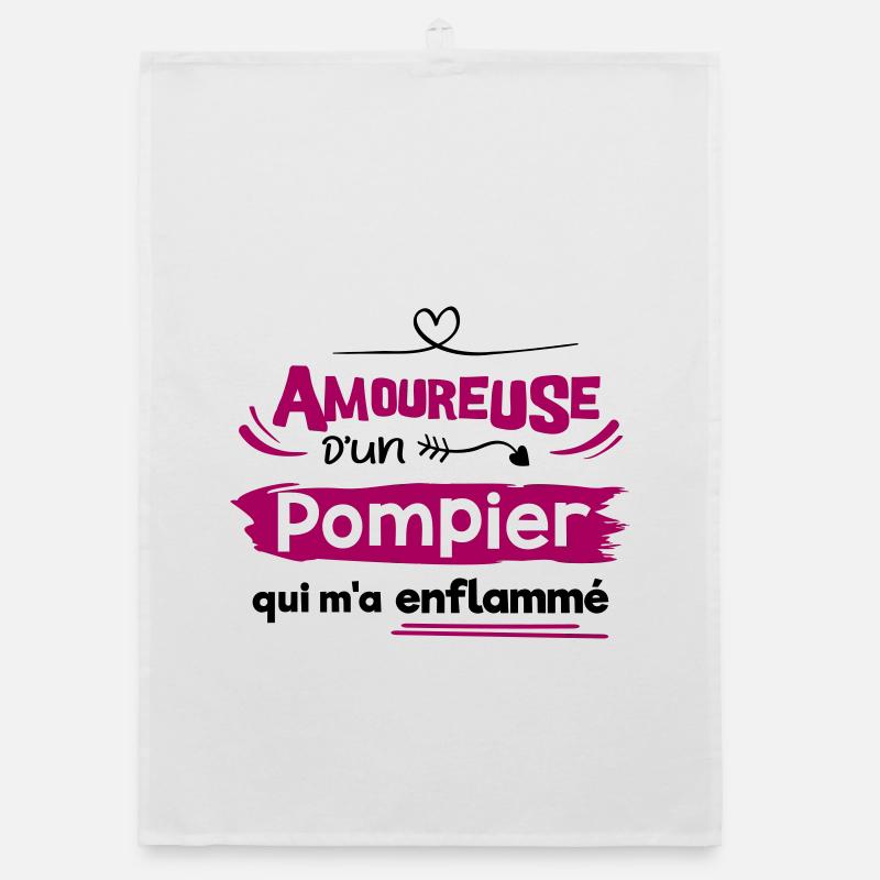 Amoureuse d'un pompier, cadeau spécial pompier Torchon bio