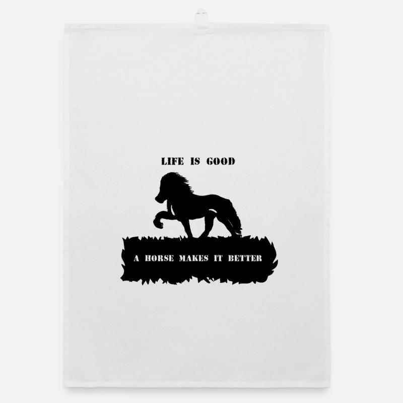 Spruch 2 mit Pferd 1 schwarz Organic Geschirrtuch