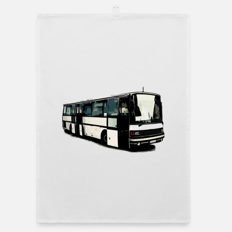 Setra Bus Setra S215 UL mit offenen Türen - Organic Geschirrtuch - Weiß