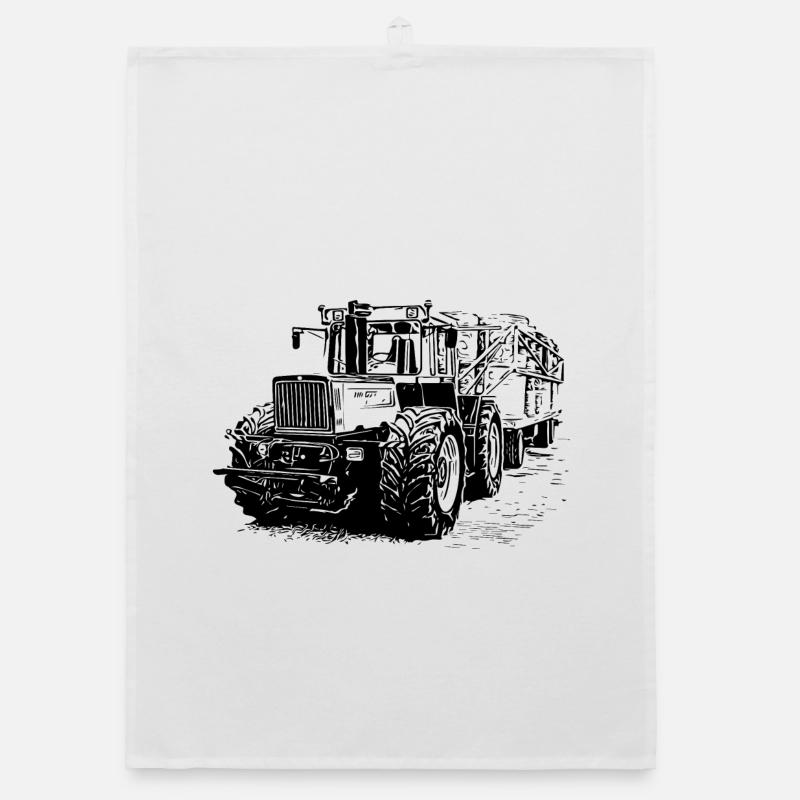 Alter MB trac 1300 TRAKTOR mit Strohanhänger Organic Geschirrtuch