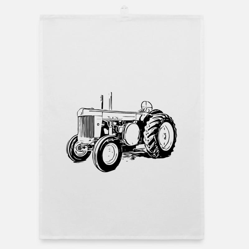 Model R Traktor - Organic Geschirrtuch - Weiß