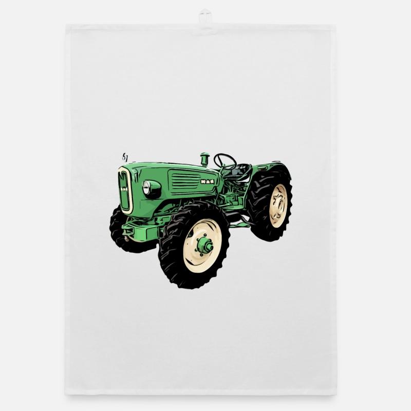 man Ackerdiesel Allrad 4N2 Traktor - Organic Geschirrtuch - Weiß