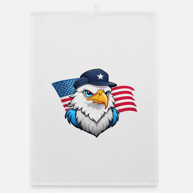 USA Eagle with aviator cap Organic dish towel