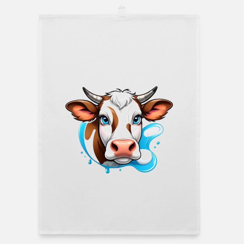 Alpine Cow Charm - Organic Geschirrtuch - Weiß