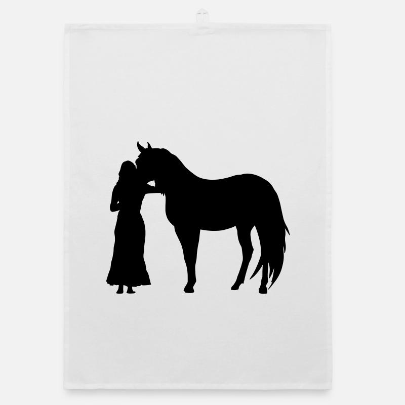 Femme avec cheval Torchon bio