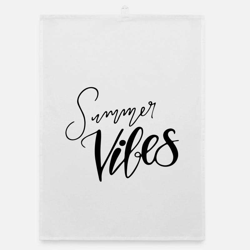 Lettrage à la main « Summer Vibes » Différentes couleurs Torchon bio