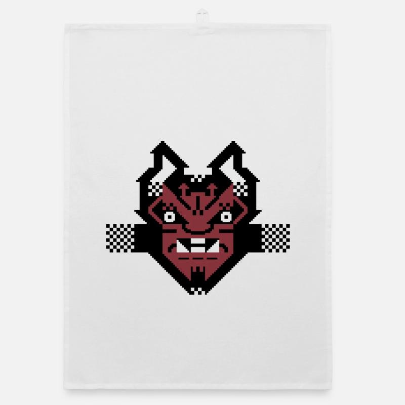 PETSCII oni - Organic Geschirrtuch - Weiß