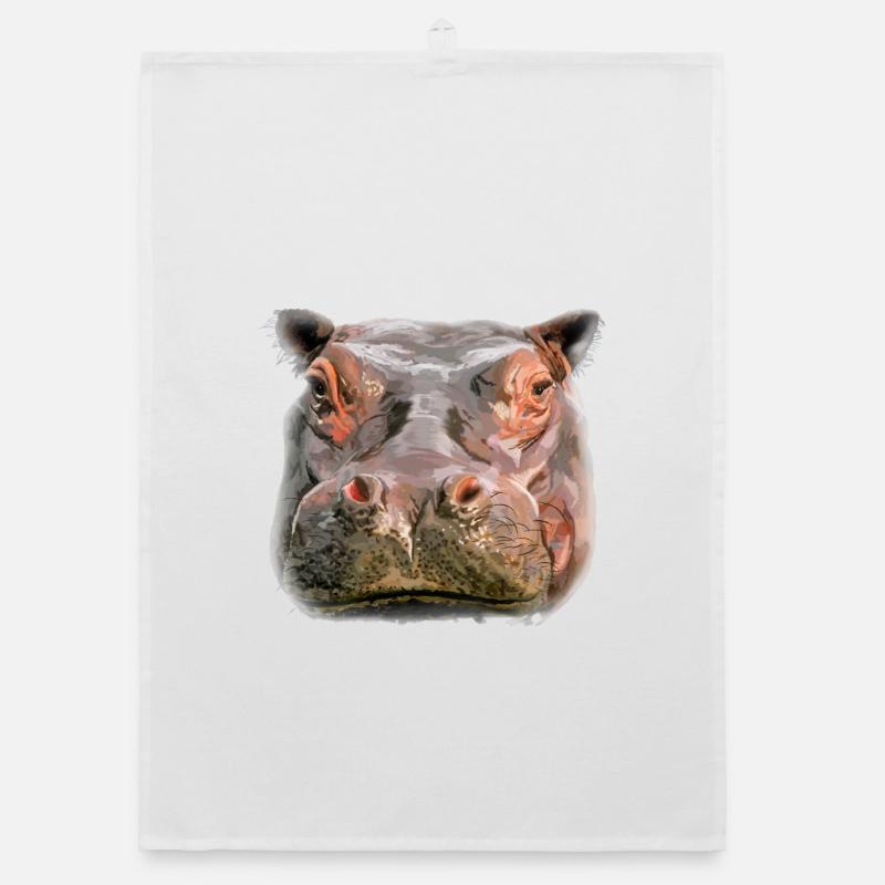 Portrait d’un hippopotame Torchon bio