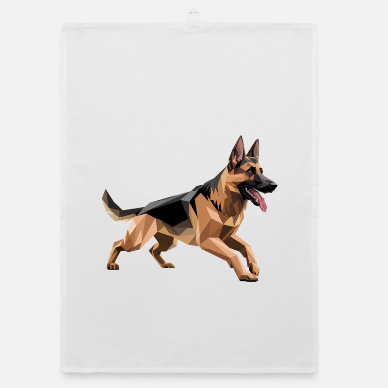 Deutscher Schäferhund - Cool Low Poly Logo Organic Geschirrtuch