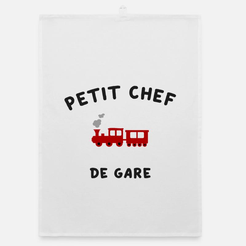Petit Maître de Gare Locomotive Train Organic dish towel