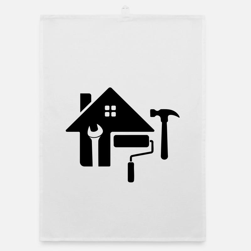 Craftsman Logo – Hammer, Key & Paint Roller Organic dish towel