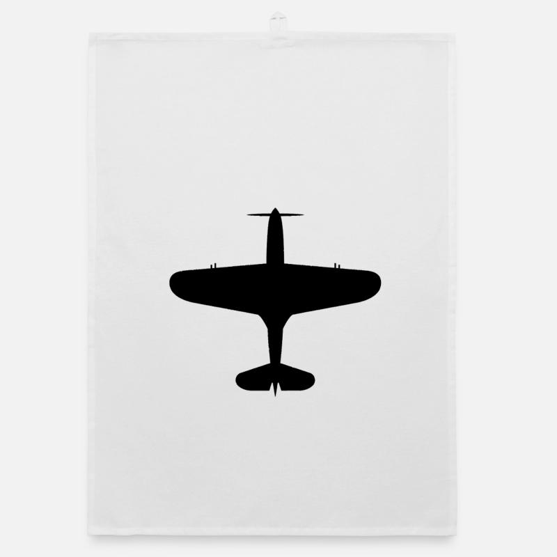 Silhouette d’avion vue de dessus - Torchon bio - blanc