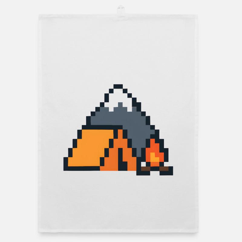 Pixel Sleeping Fox Moonlit Night Organic dish towel