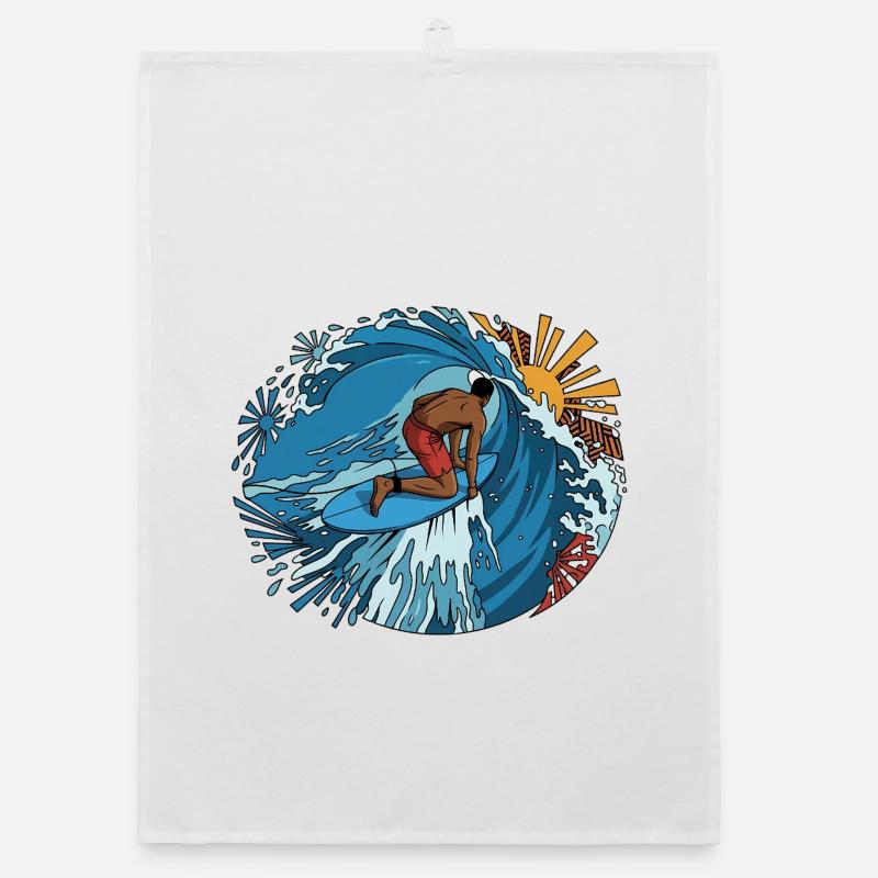 Surfeur Cirkel Surfkunst Torchon bio