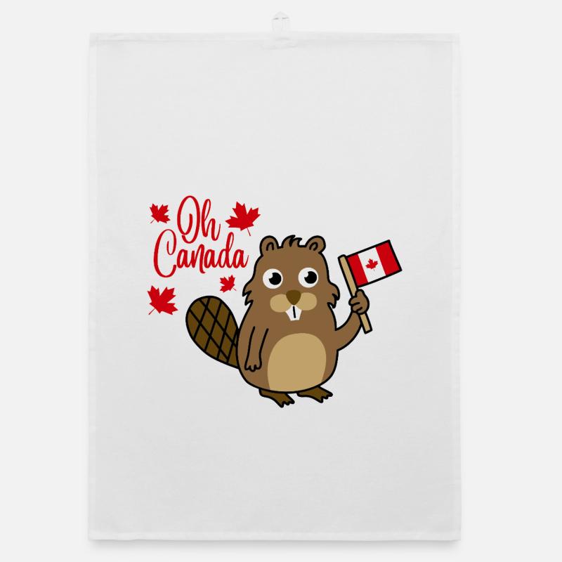 Oh Ours du drapeau du castor du Canada Torchon bio