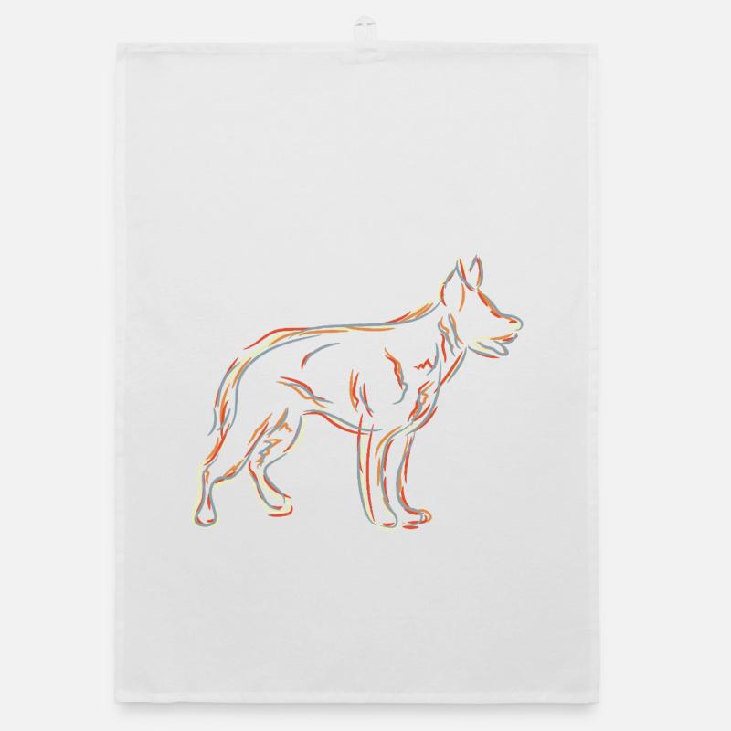 German Shepherd Drawing Organic dish towel