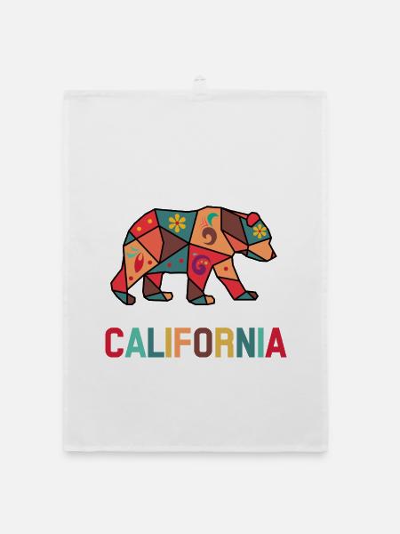 Kalifornien Bär Geometric Retro USA California - Organic Geschirrtuch - Weiß - Vorne