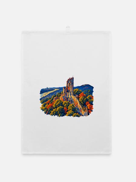 Drachenfels Expressionistisch - Organic Geschirrtuch - Weiß - Vorne