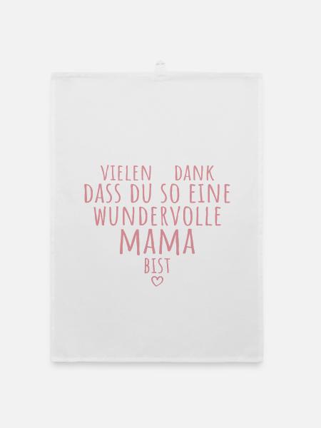 Beste Mama Herz Dankeschön Muttertag Geschenkidee - Organic Geschirrtuch - Weiß - Vorne