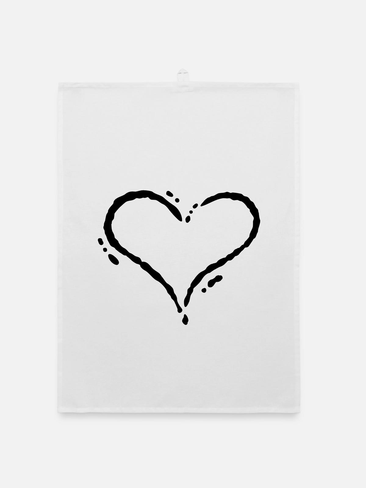 Herz - Scribble (Zeichnung) - Organic Geschirrtuch - Weiß - Vorne